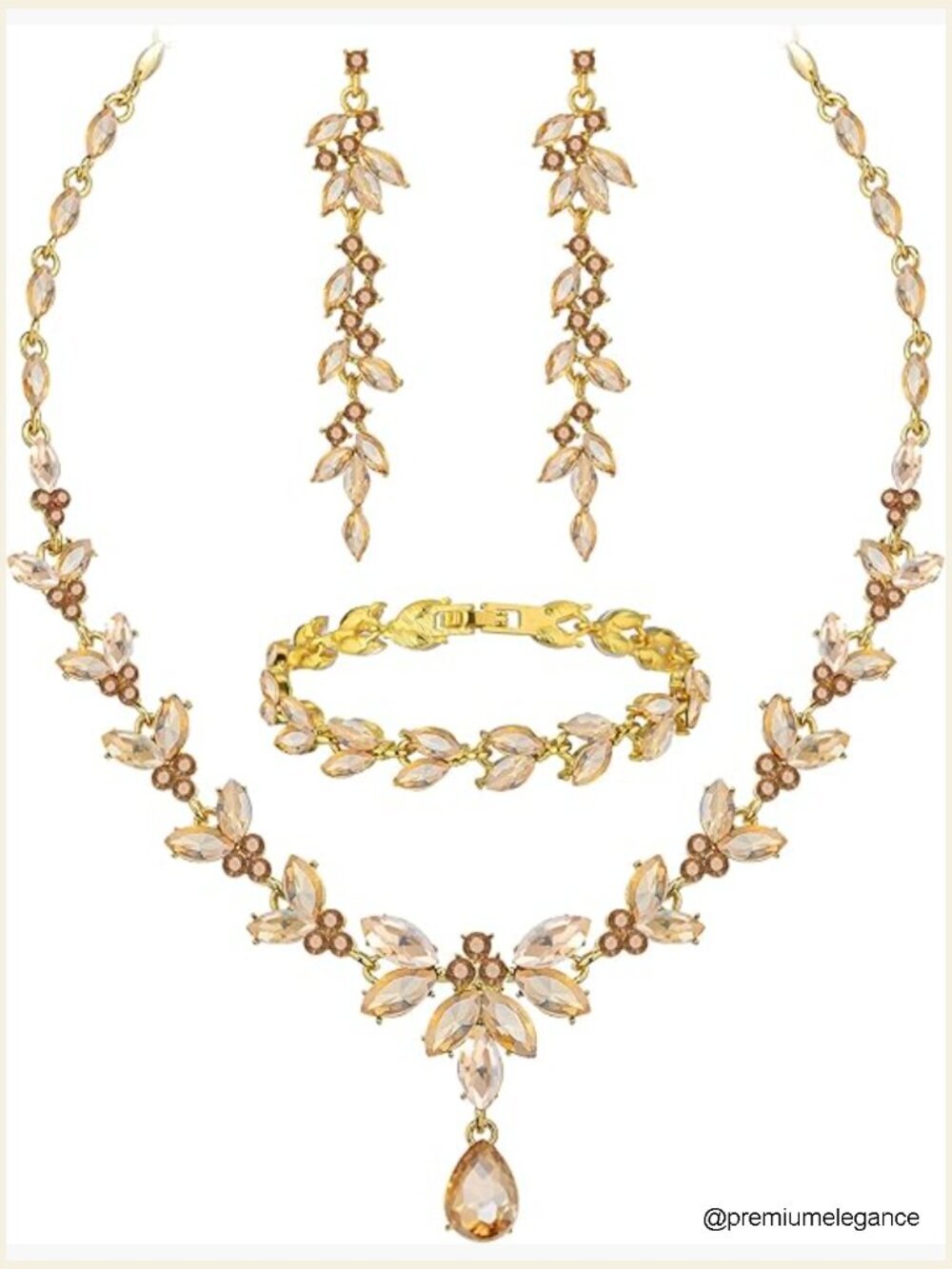Wedding Jewelry Sets for Bride Bridesmaid Crystal Necklace Earrings Bracelet